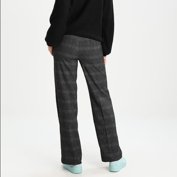 Vero Moda Stella Wide Leg Glen Check Trouser Pants Gray Size Small - Picture 3 of 7